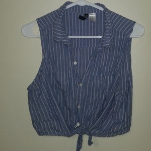 Striped button up crop top